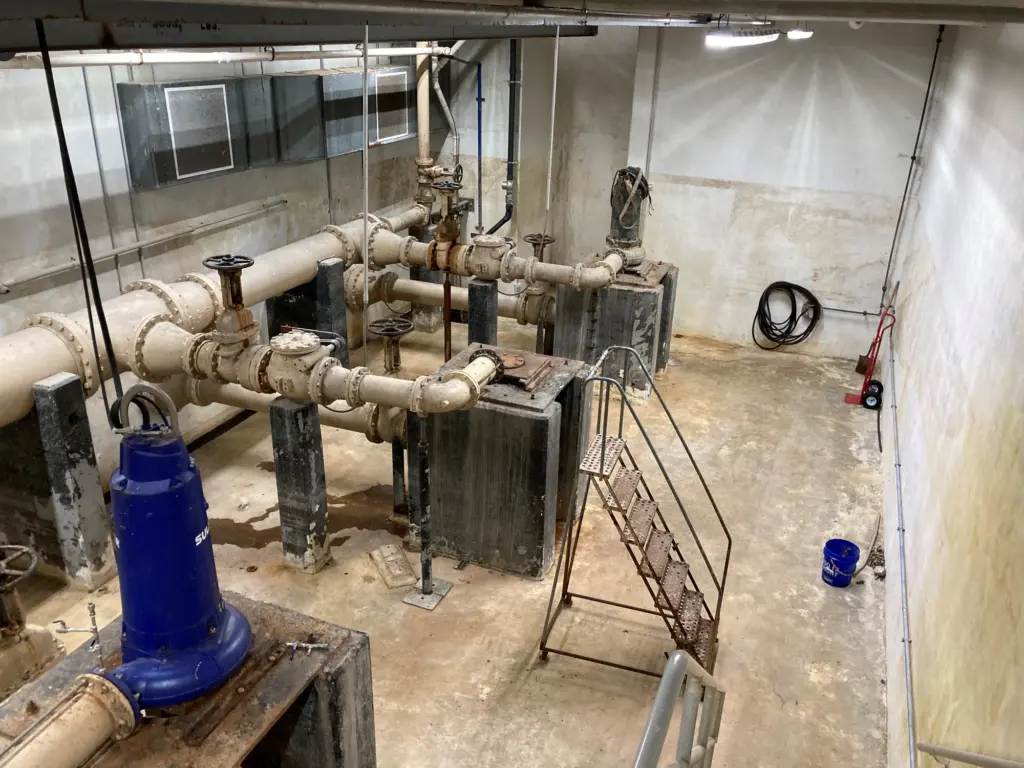 The inside of a pump station.