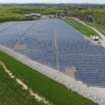 An aerial of a solar farm.