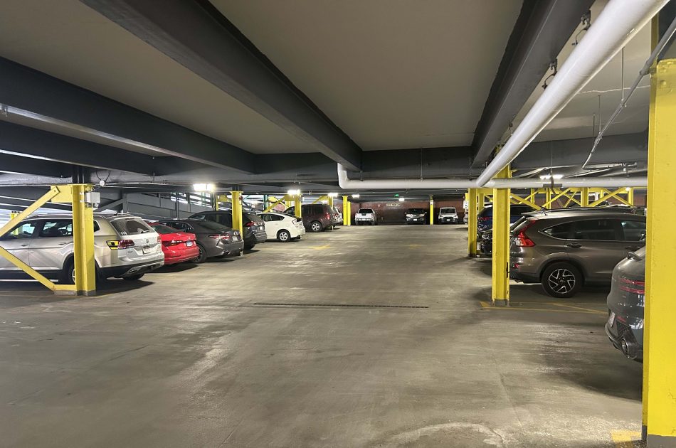 A parking garage.
